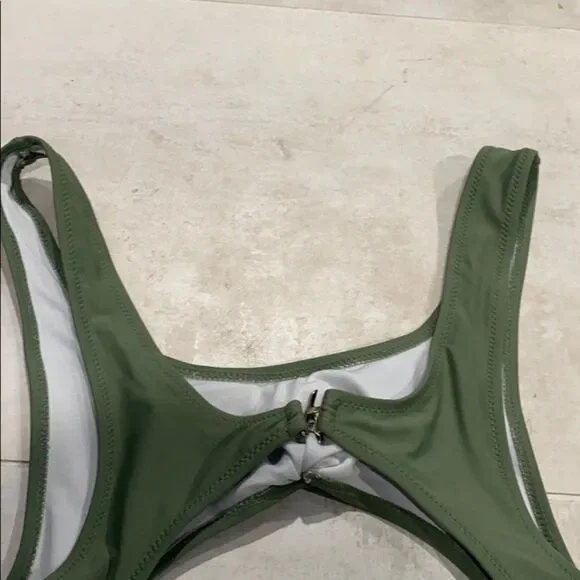 Zaful Women’s Green Cut Out Knot One Piece Swimsuit Sz Small - Picture 4 of 4